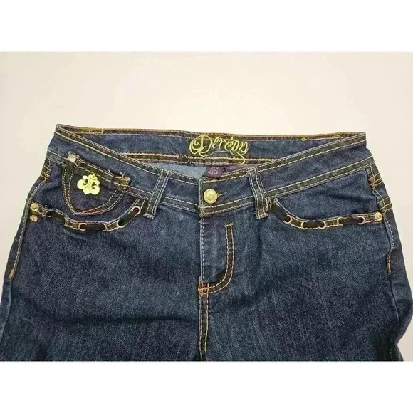 Y2K Dereon Women's 7/8 Straight Leg Dark Denim Jeans with Pocket Details - Picture 3 of 8